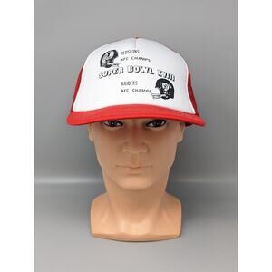 Vintage NFL Football Redskins Raiders Super Bowl 17 XVII Mesh Trucker Hat Cap